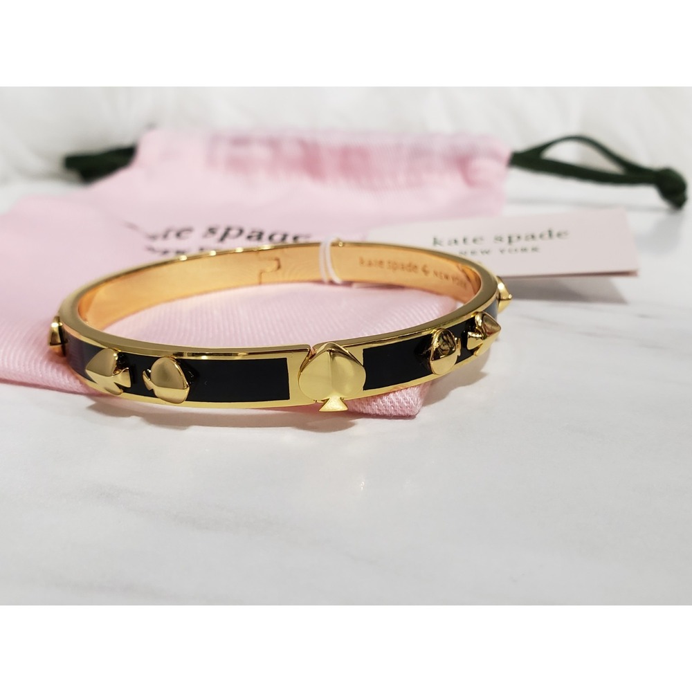 NEW Kate Spade New York Gold Tone & Black Bracelet Heritage Spade Multi bangle